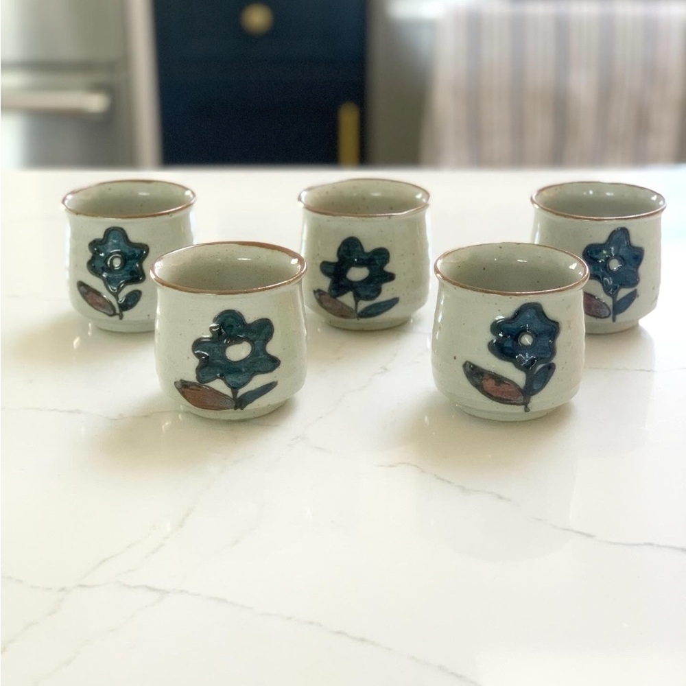 Set of Ceramic Floral Cups